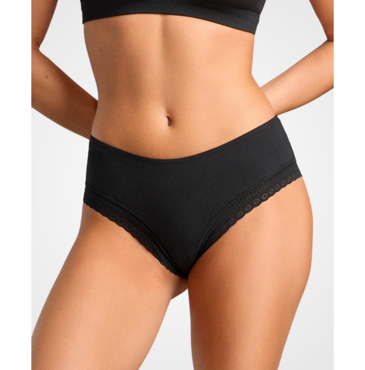 Women's Organic Cotton Lace Cheeky - Black