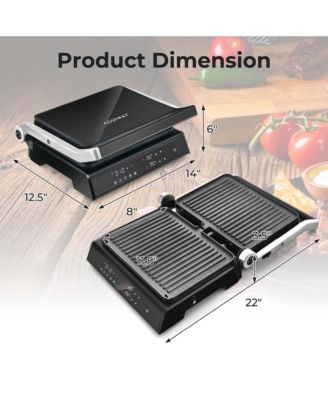 Electric Panini Press Grill Sandwich Maker with LED Display &amp; Removable Drip Tray