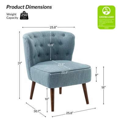Afzal 25.8" W Modern Tufted Polyester Accent Side Chair with Solid Wood Legs