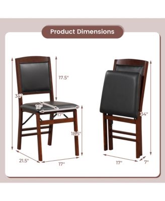 2 Pack Folding Dining Chairs Foldable Chairs with PVC Padded Seat & High Backrest