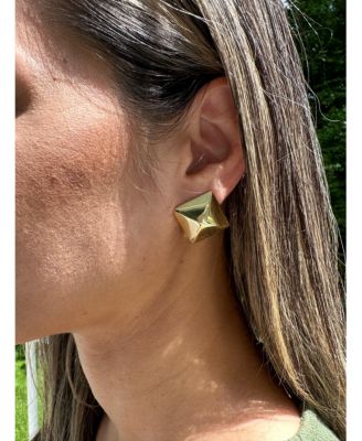 Polished Large Pyramid Stud Earrings