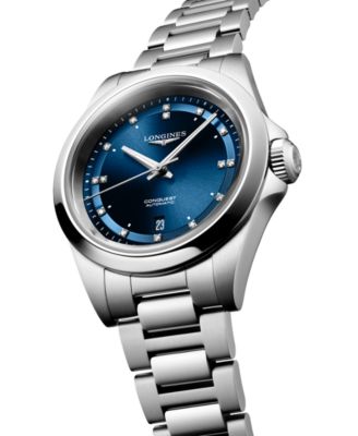 Women's Swiss Automatic Conquest Diamond (1/20 ct. t.w.) Stainless Steel Bracelet Watch 30mm