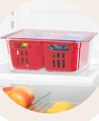8.75" x 6.75" x 3.75" Berry Container for Fridge - Double Colander Basket