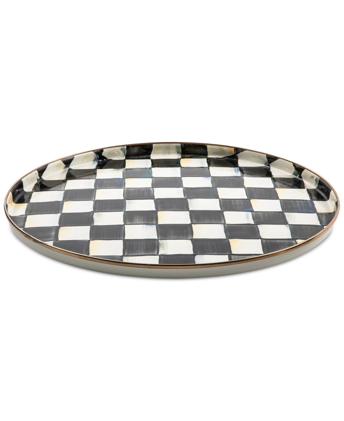 Mackenzie-childs Enameled Steel Courtly Check Round Tray In No Color