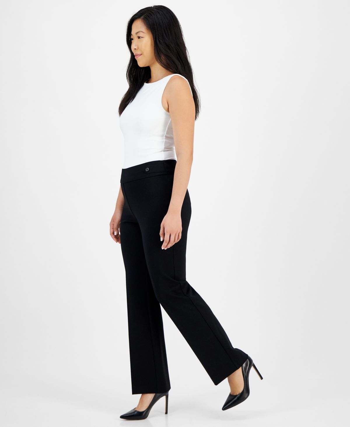 Ak Anne Klein Petite Pull-On Side-Tab Trousers