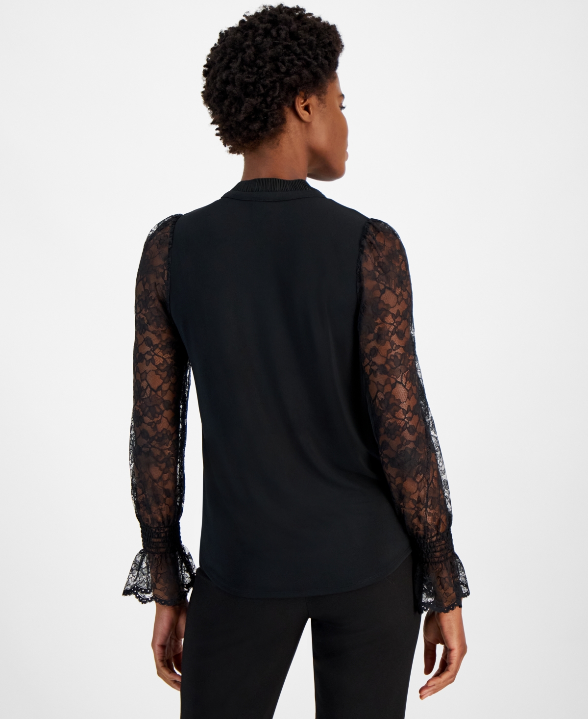 Anne Klein Women's Lace-Sleeve Blouse