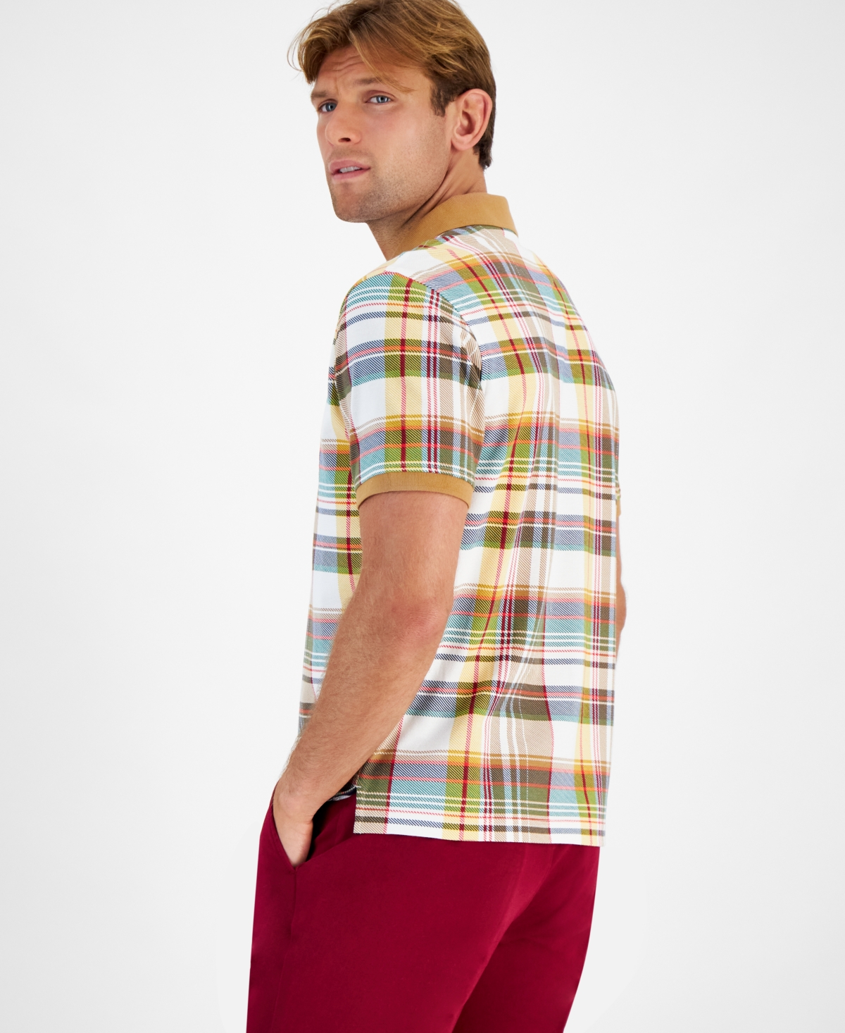 Club Room Men's Harvest Plaid Pique Polo Shirt, Created for Macy's