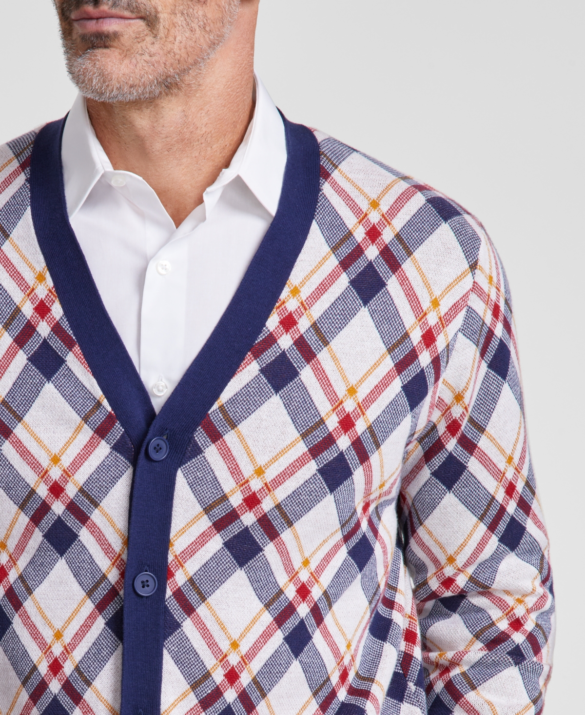 Club Room Men's Bright Plaid V-Neck Cardigan Sweater, Created for Macy's
