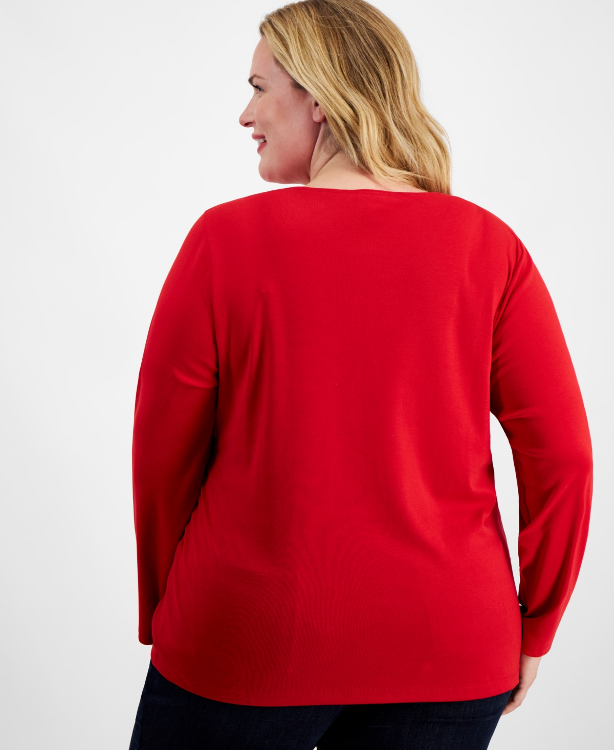 Holiday Lane Plus Size Scottie Walk Long-Sleeve Top, Created for Macy's