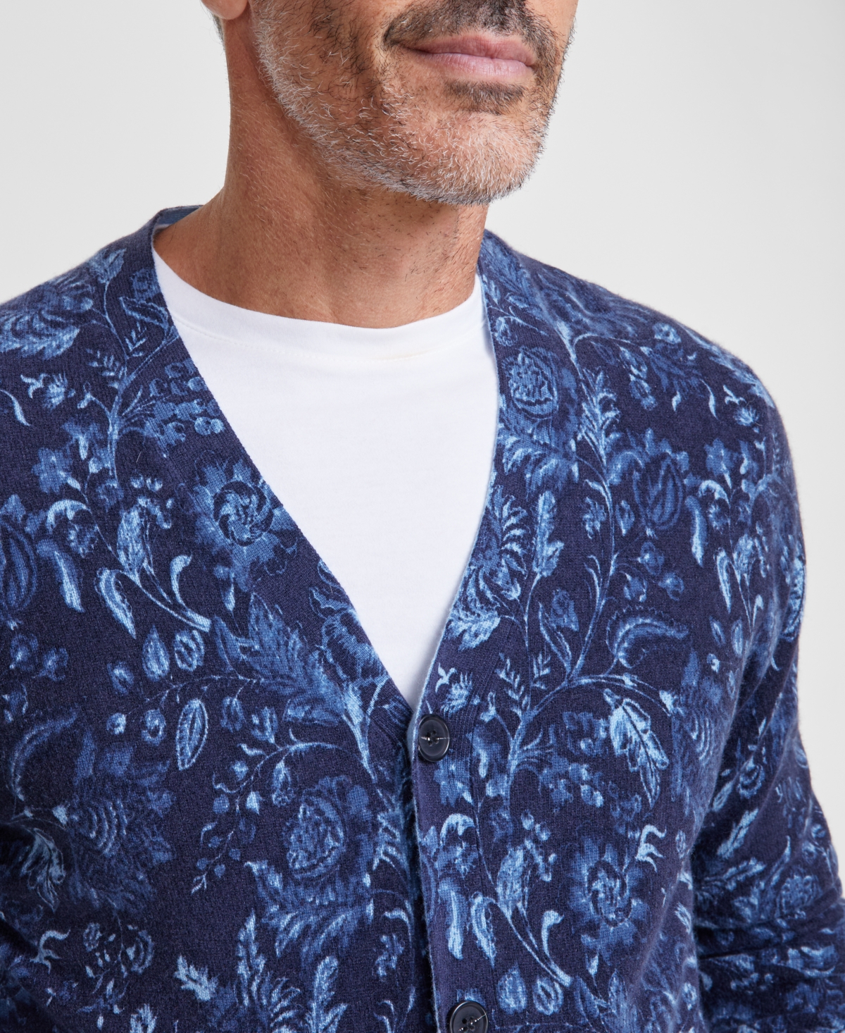 Club Room Men's Printed Cashmere V-Neck Cardigan Sweater, Created for Macy's