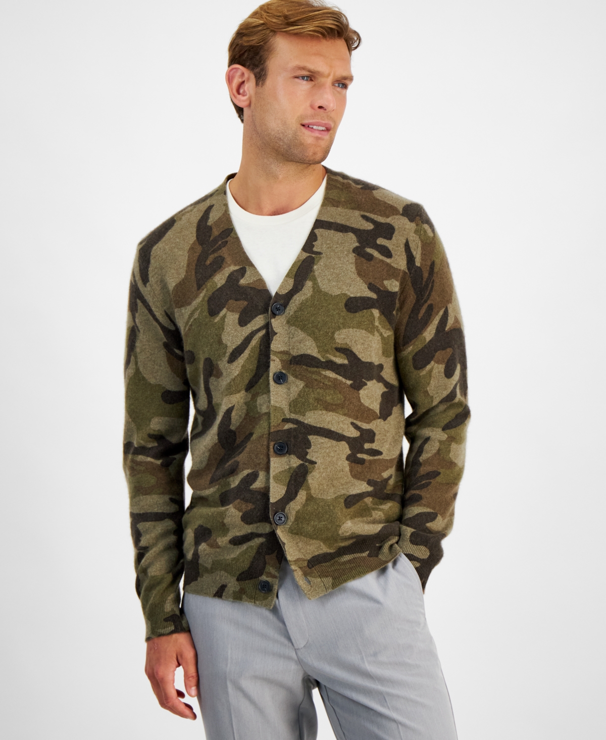 Camo sweater cardigan top