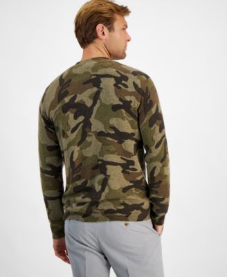 Men's 100% Cashmere Camo-Print V-Neck Cardigan