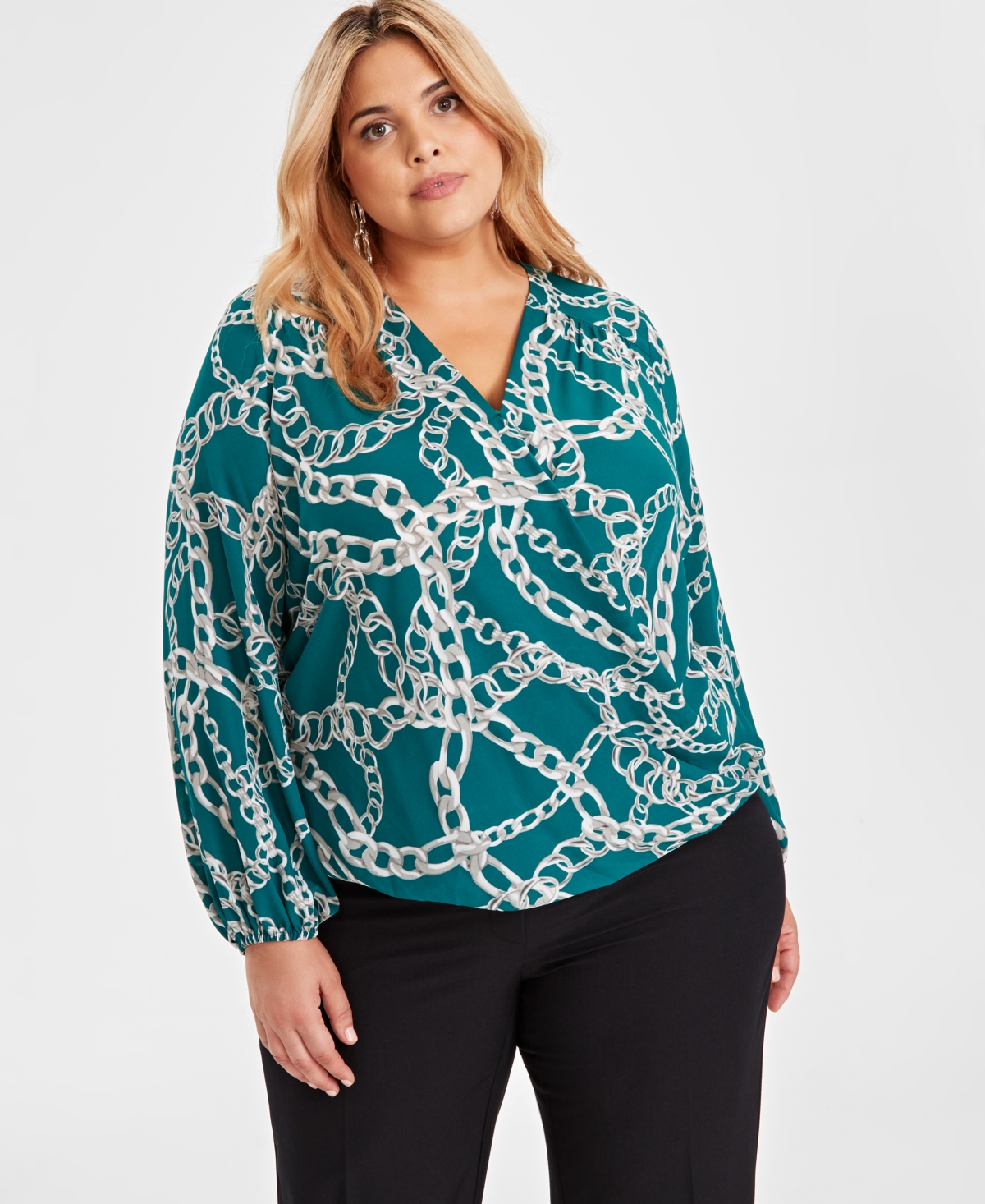 I.n.c. International Concepts Women's Printed Surplice Top, Xs-3X, Created for Macy's