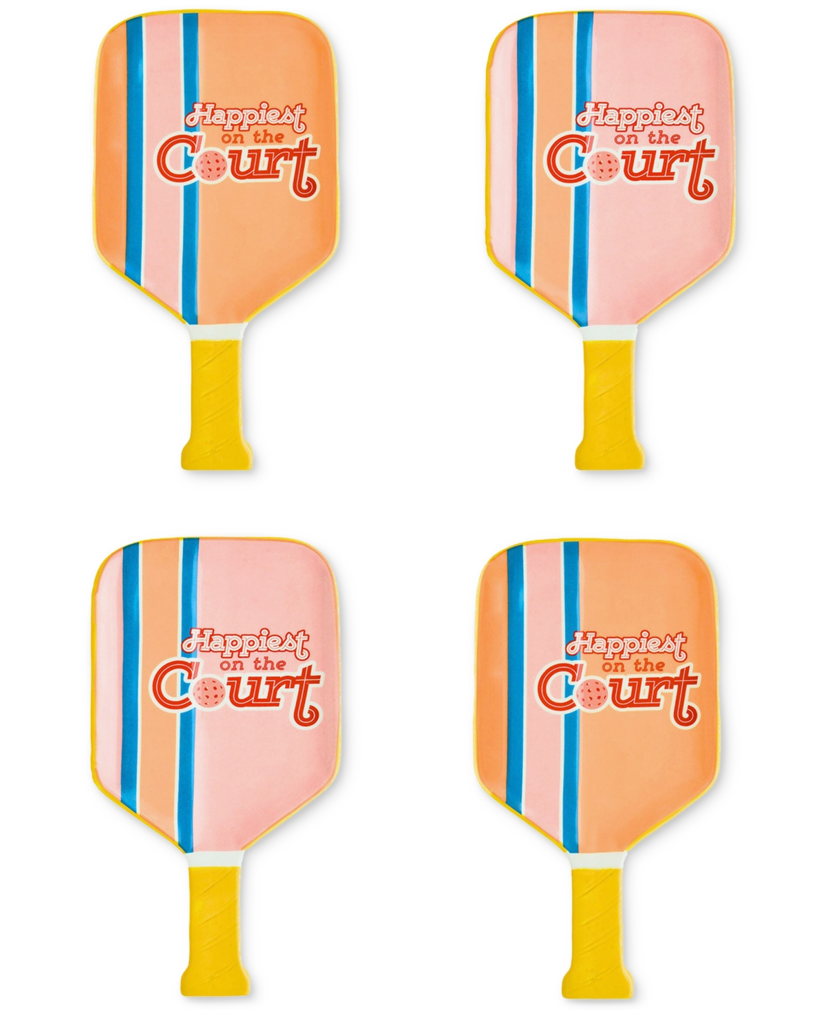 Pickleball Appetizer Plates, Set of 4
