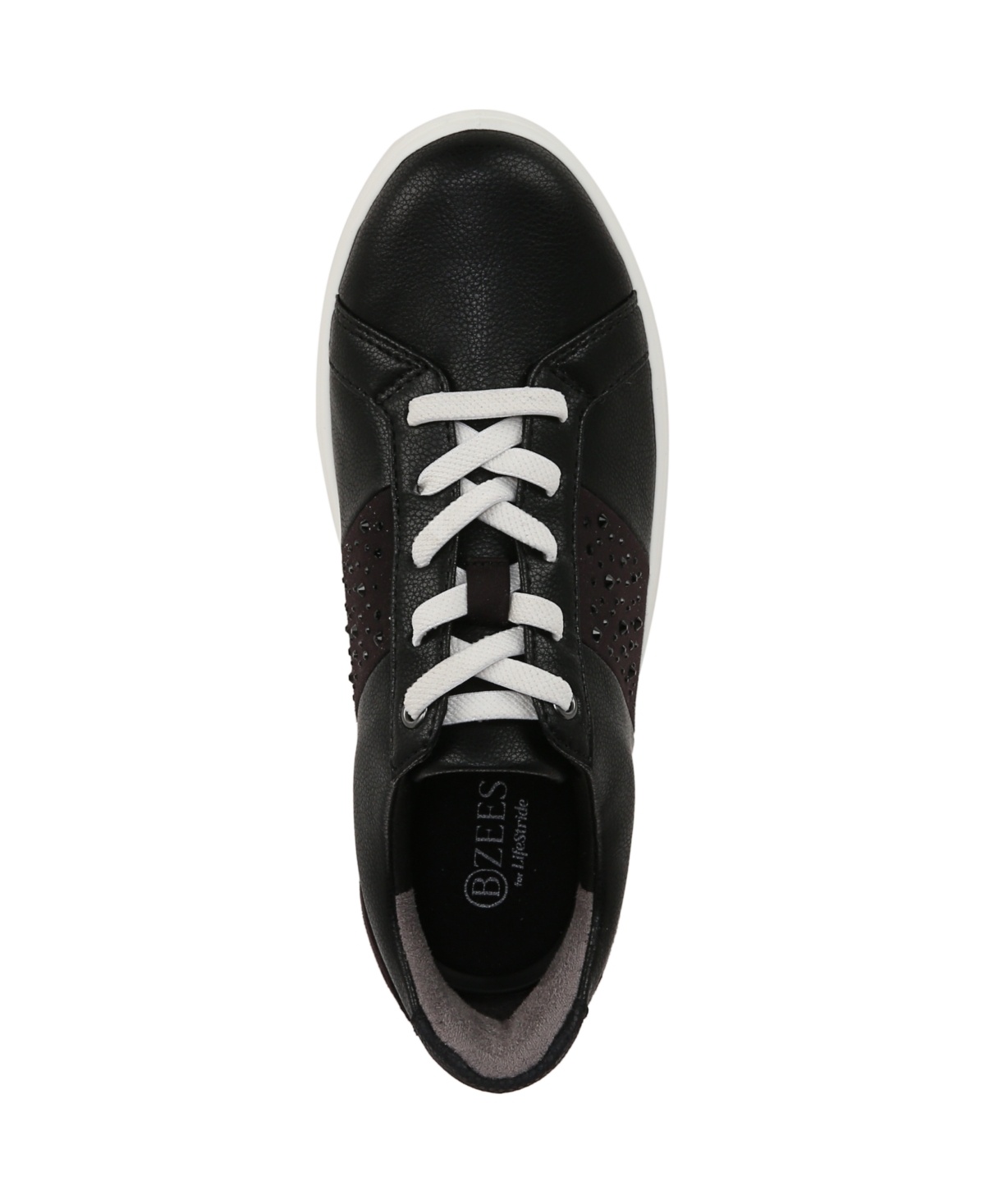 Bzees Happy Friday Washable Lace Up Sneakers In Black Faux Leather