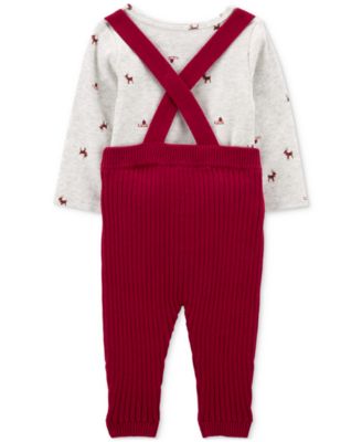 Baby Boys 2-Pc. Reindeer Bodysuit & Suspender Pants Set