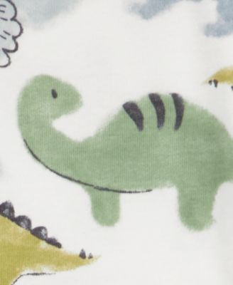Baby Boys Cotton Long-Sleeve Dinosaur Bodysuits, Pack of 4