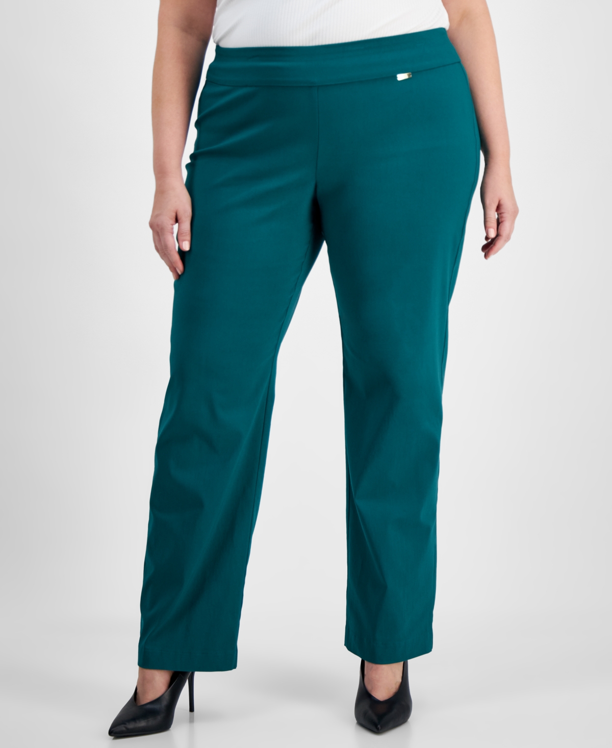 I.n.c. International Concepts Plus Size Mid-Rise Pull-On Straight-Leg Pants, Created for Macy's
