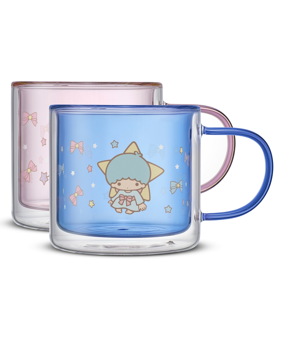 JOYJOLT HELLO KITTY AND FRIENDS LITTLETWINSTARS DOUBLE WALL COFFEE MUGS, SET OF 2 