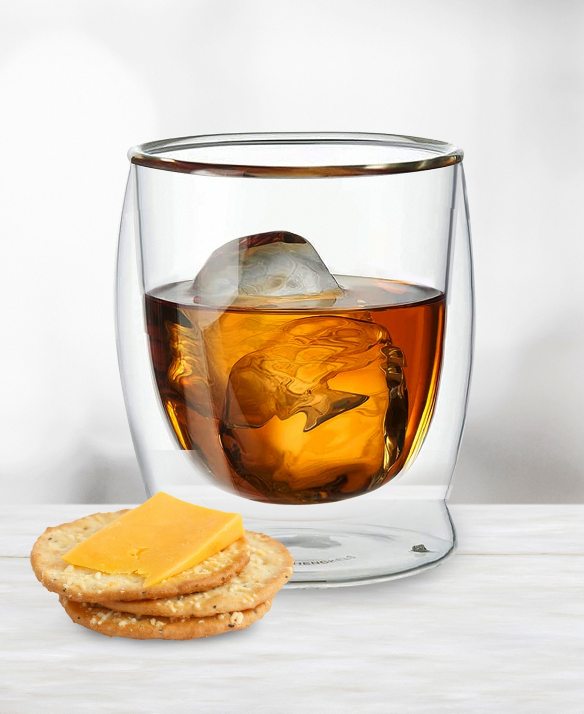 Oggi Set Of 2, 10oz Whiskey Sipping Double Wall Insulated Glasses In Clear