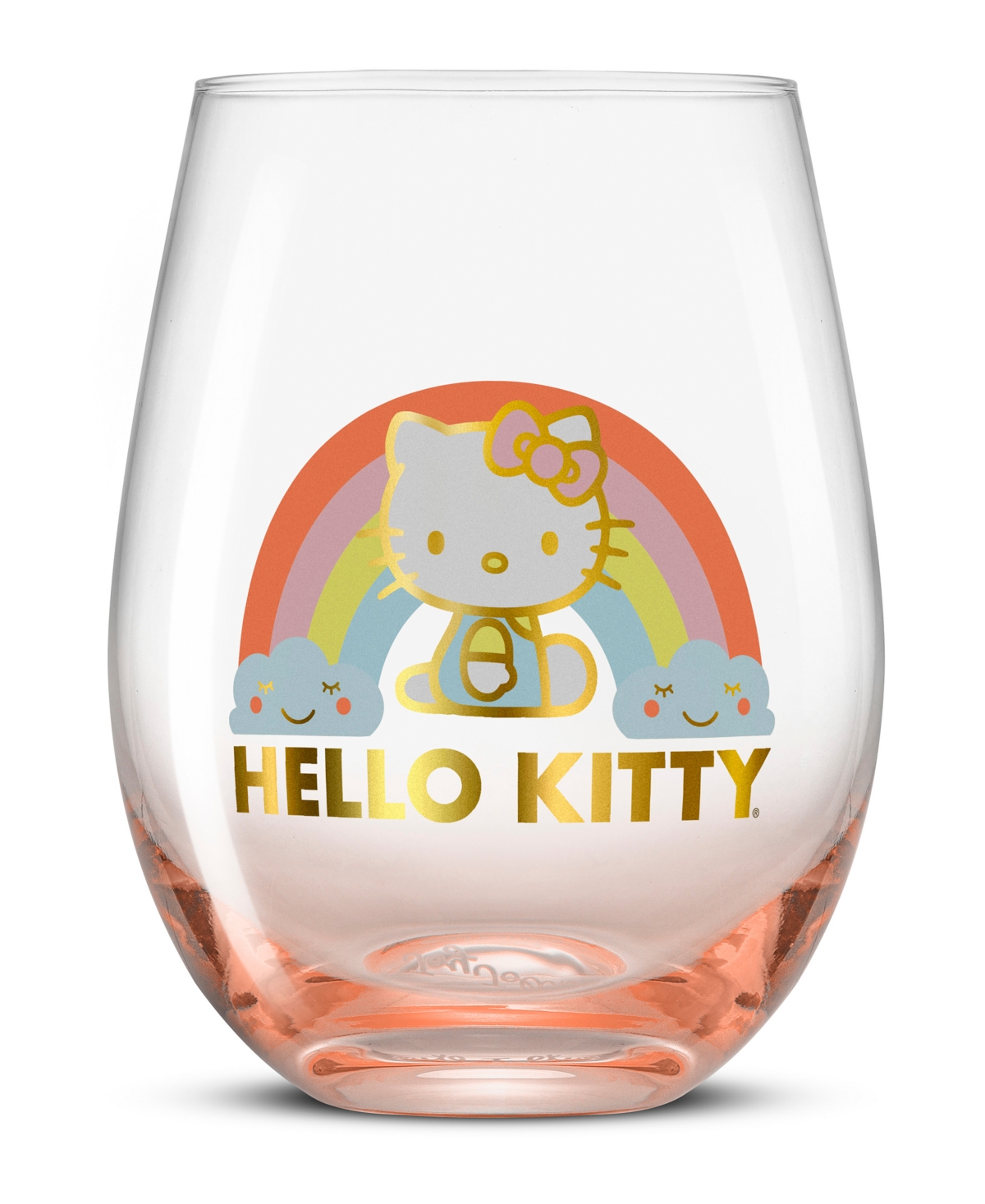 JOYJOLT HELLO KITTY SWEET RAINBOW STEMLESS DRINKING GLASSES, SET OF 4 