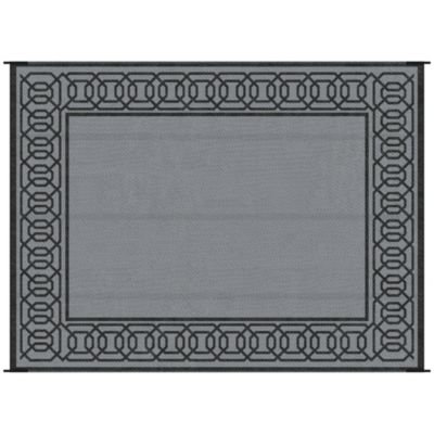 Reversible Outdoor Rug with Carry Bag, 9' x 12', Black & Gray