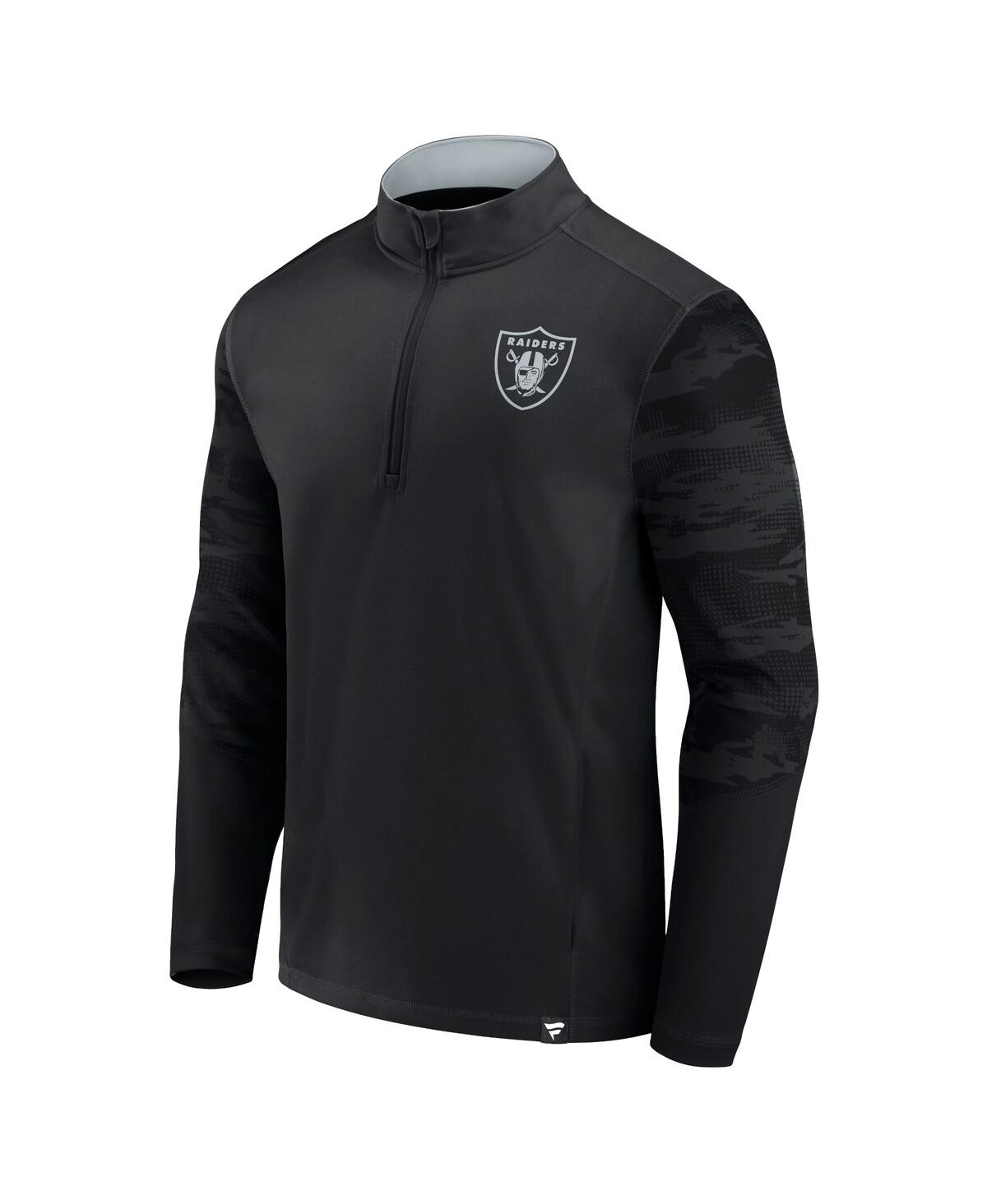 Fanatics Men's Las Vegas Raiders Blackout Ringer Lightweight Quarter-Zip Jacket - Gray