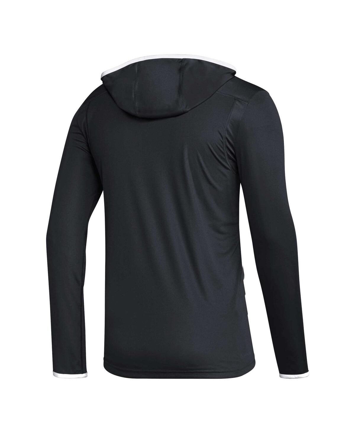 Adidas Men'sSan Jose Sharks Team Long Sleeve Quarter-Zip Hoodie T-Shirt - Black