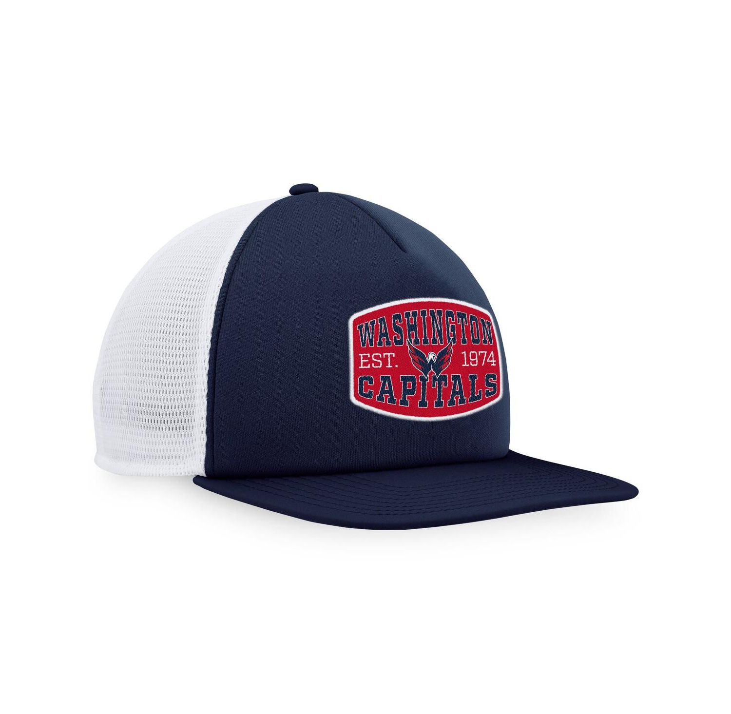Men's Navy/White Washington Capitals Foam Front Patch Trucker Snapback Hat