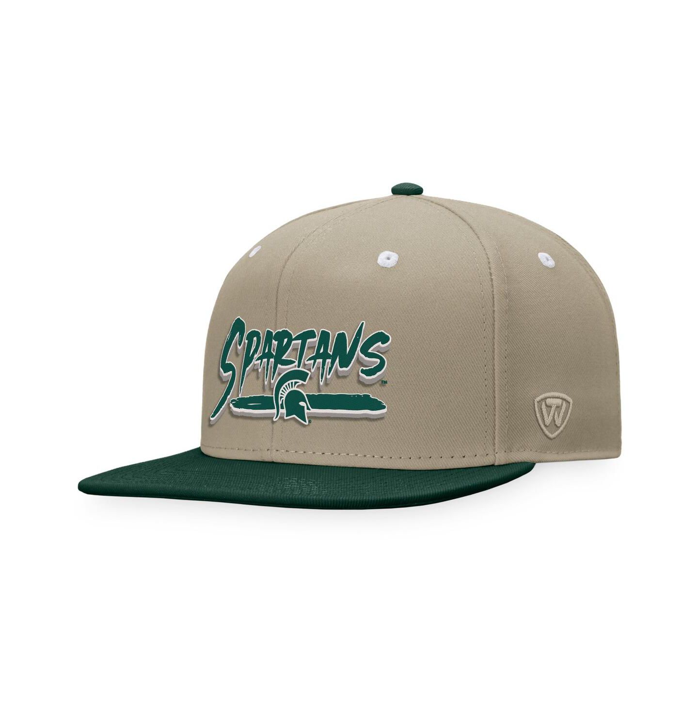 Мужская кепка Top of the World Khaki/Green Michigan State Spartans Land Snapback Hat — фото 1