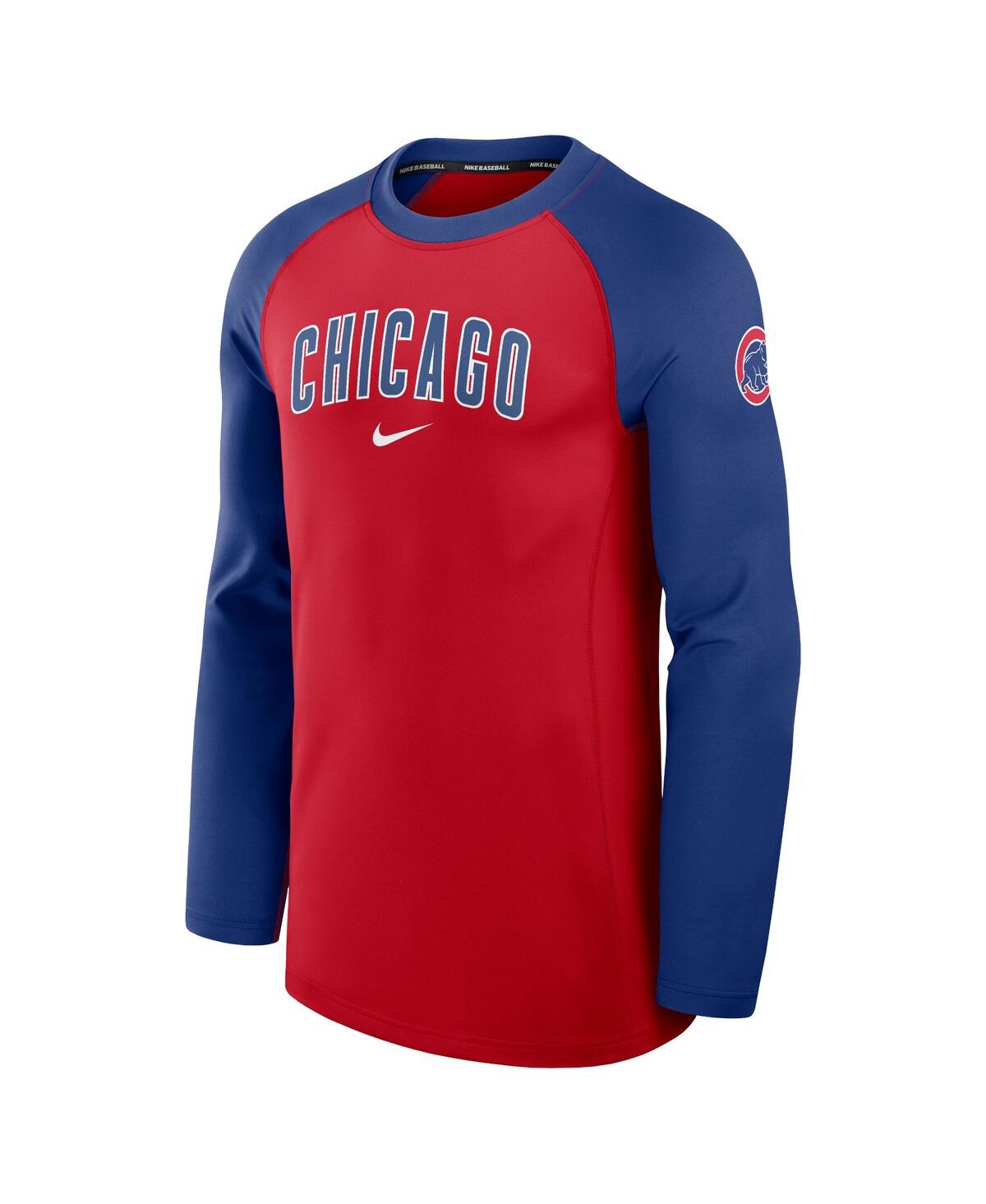 Nike Men'sChicago Cubs Authentic Collection Game Time Raglan Performance Long Sleeve T-Shirt - Red, Royal