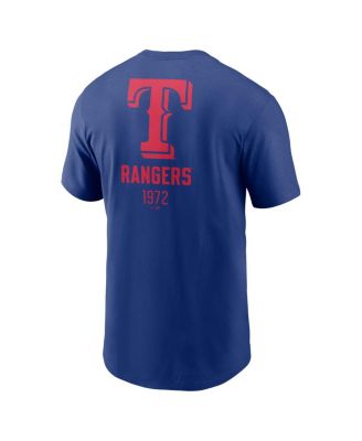 Men's Royal Texas Rangers Large Logo Back Stack T-Shirt