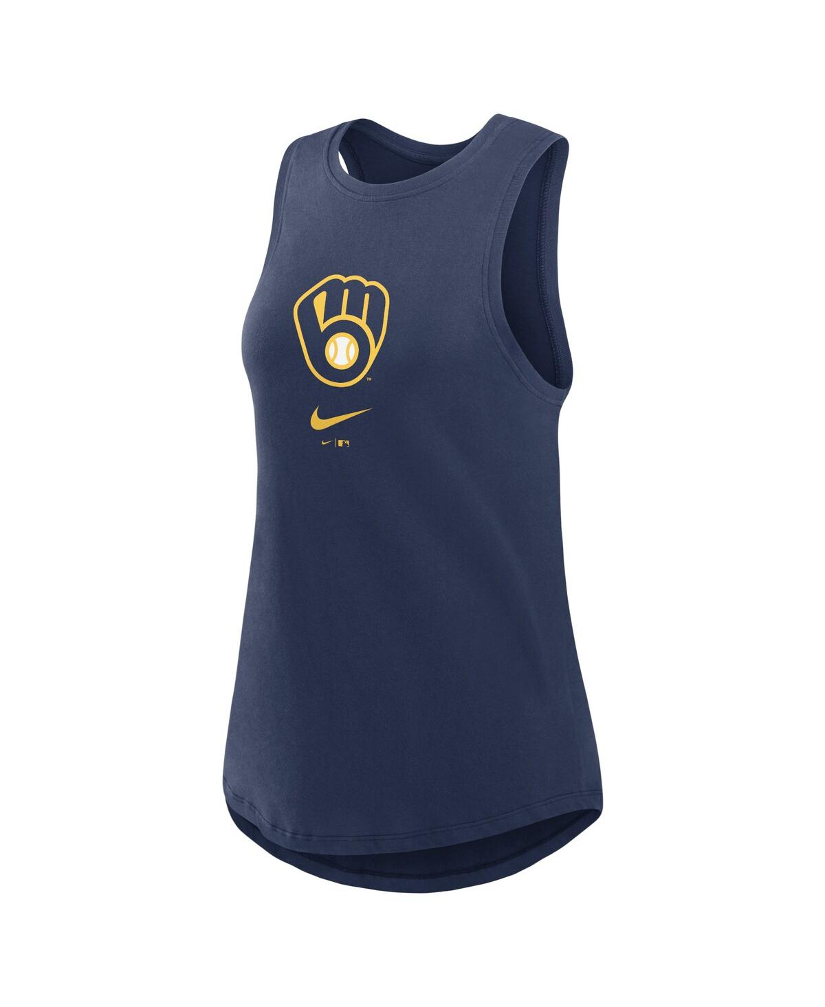 Nike Women's Navy Milwaukee Brewers Legacy Icon High Neck Fashion Tank Top In Navy