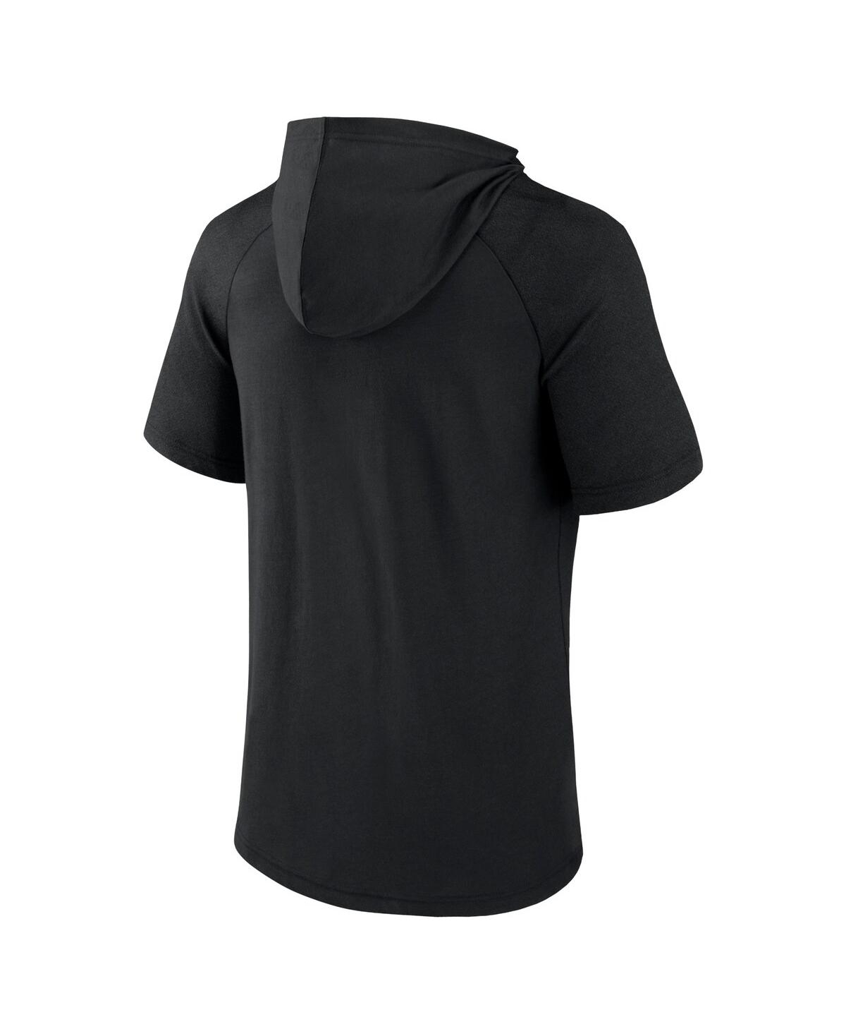 FANATICS MEN'S BLACK ALABAMA CRIMSON TIDE DOUBLE ARCH RAGLAN SHORT SLEEVE HOODIE T-SHIRT 