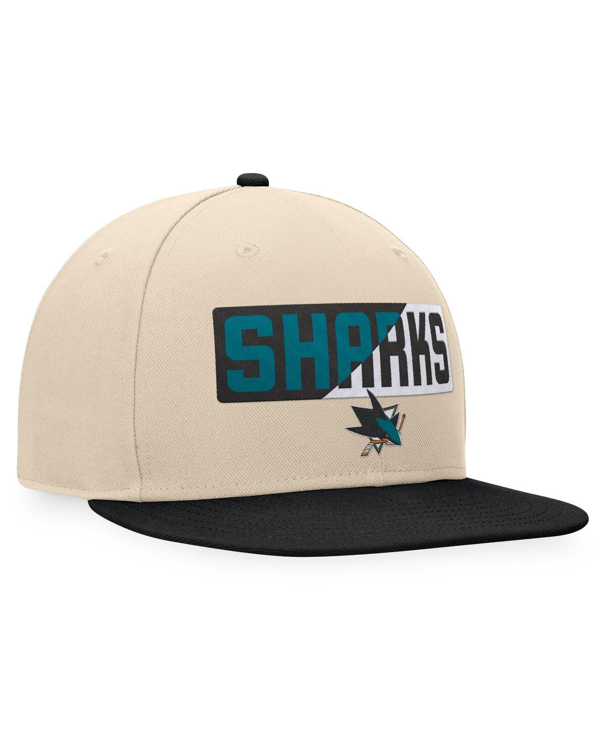 Fanatics Men'sBlack San Jose Sharks Goalaso Snapback Hat - Cream, Black
