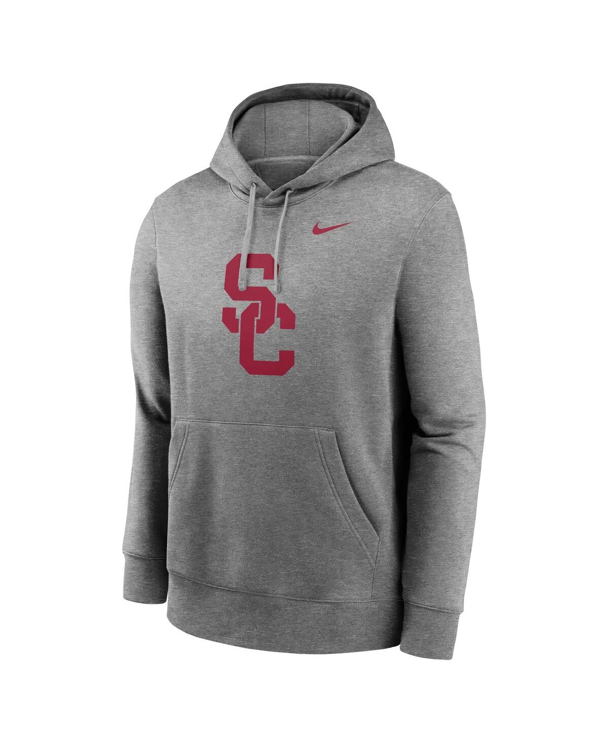 Nike Men'sUsc Trojans Primetime Evergreen Club Fleece Pullover Hoodie - Heather Gray