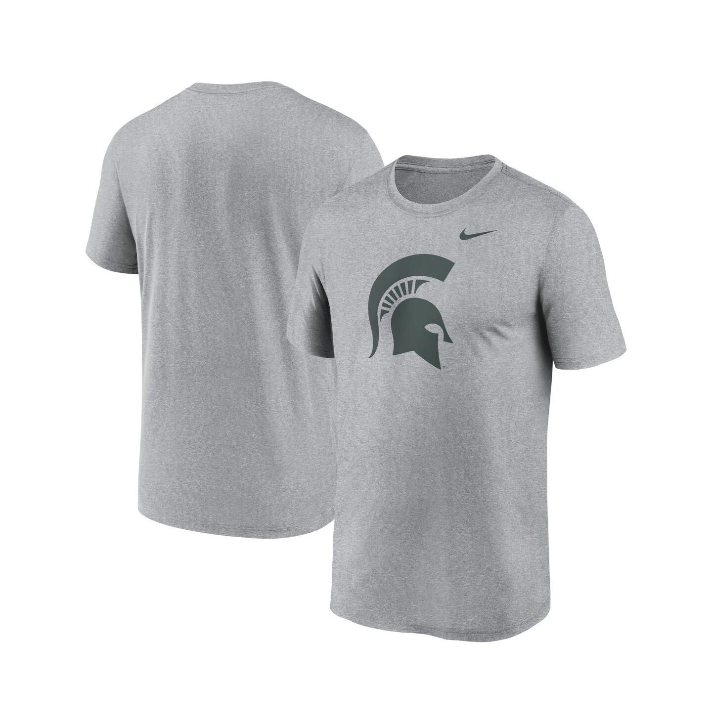 Мужская футболка Nike Heather Gray Michigan State Spartans Primetime Legend Logo — фото 1