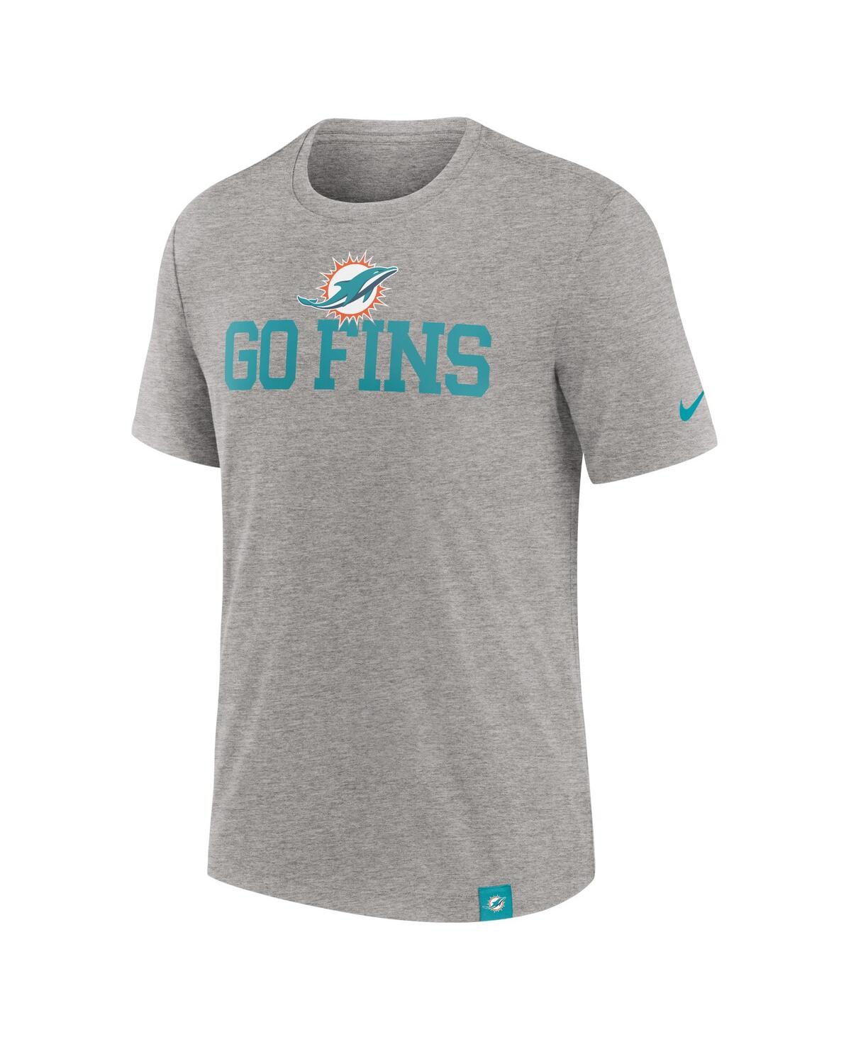 Fanatics Nike Men's Heather Gray Miami Dolphins Blitz Tri-blend T-shirt In Heather Gray