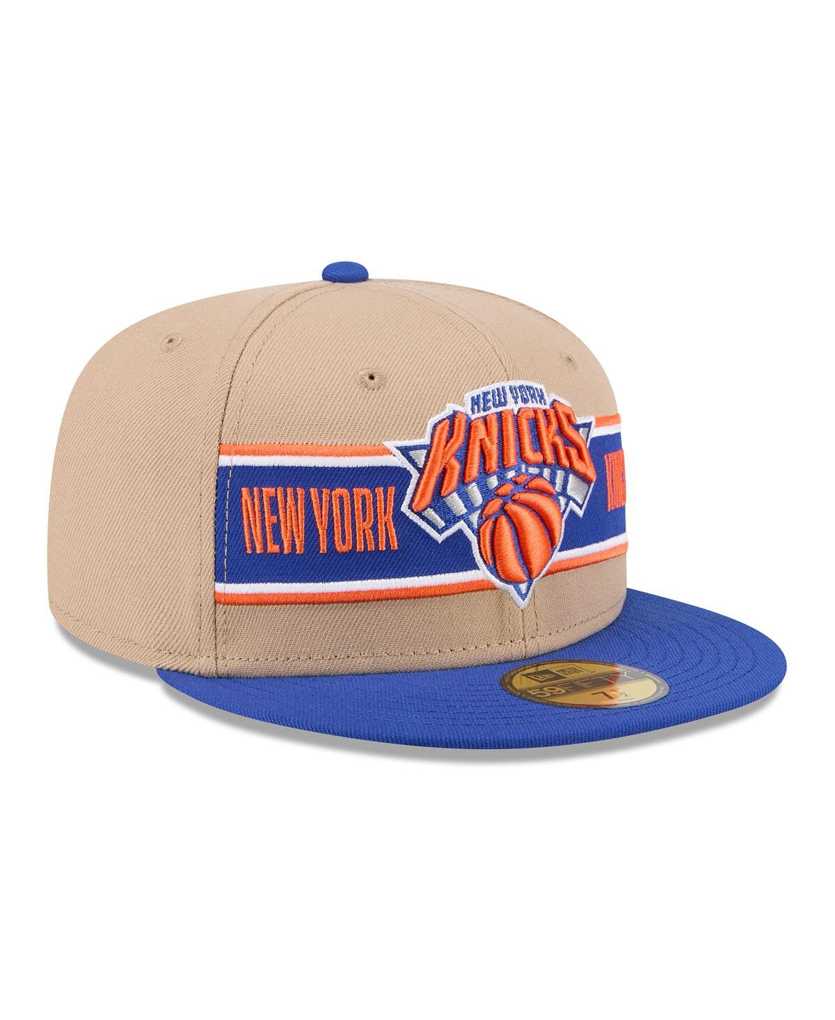 New Era Men'sBlue New York Knicks 2024 Nba Draft 59FIFTY Fitted Hat - Tan, Blue