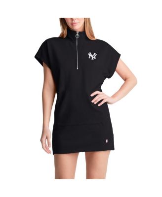 new york yankees jersey dress DKNY Women's Sport Black New York Yankees Emily Quarter-Zip Sneaker Dress