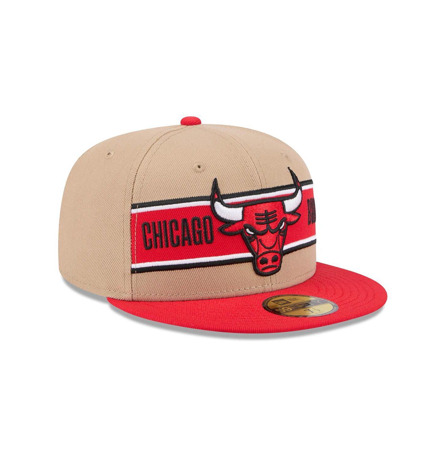 Мужская кепка New Era Tan/Red Chicago Bulls 2024 NBA Draft 59FIFTY Fitted Hat — фото 3