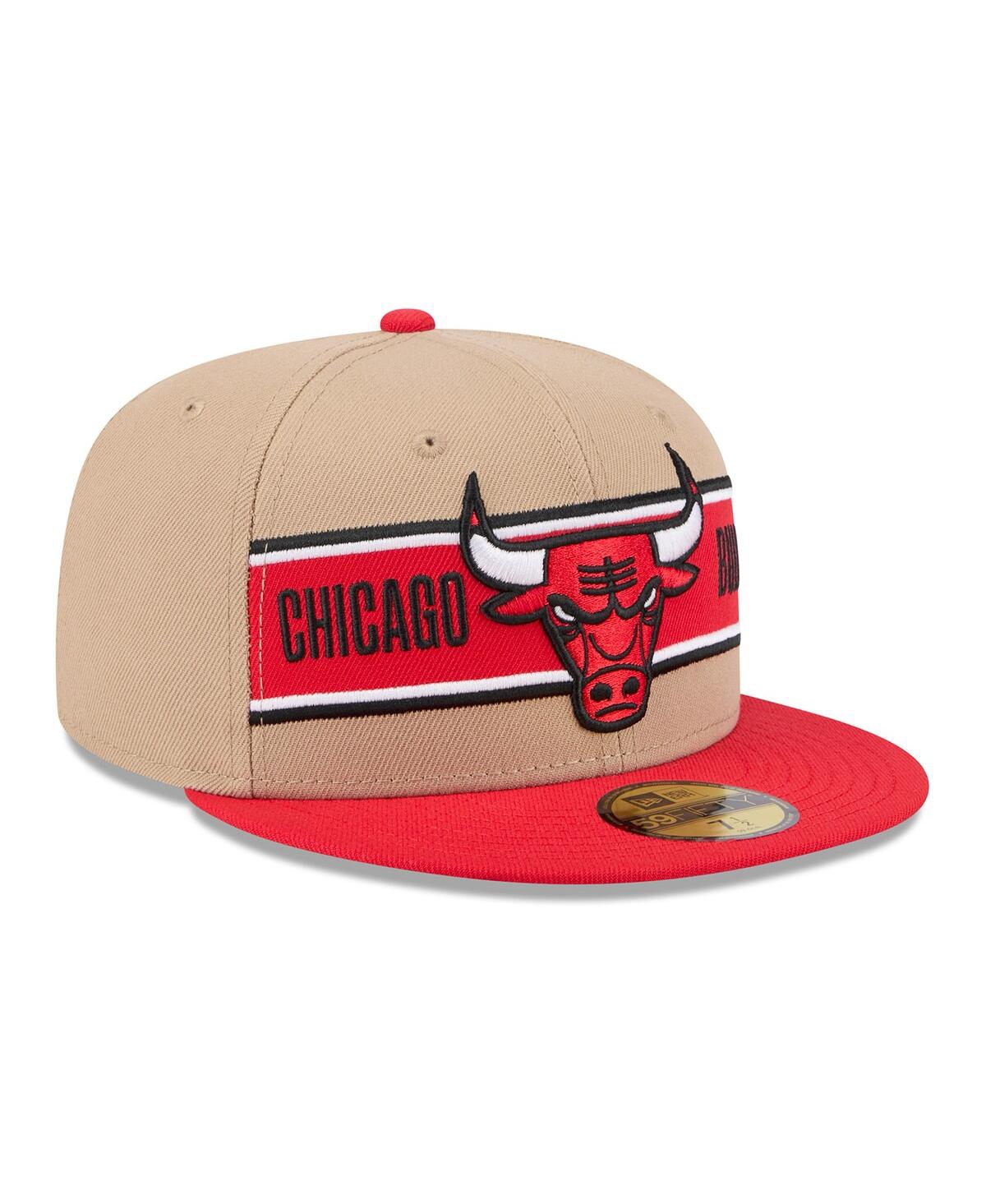 New Era Men's Tan/red Chicago Bulls 2024 Nba Draft 9fifty Snapback Hat In Tan,red