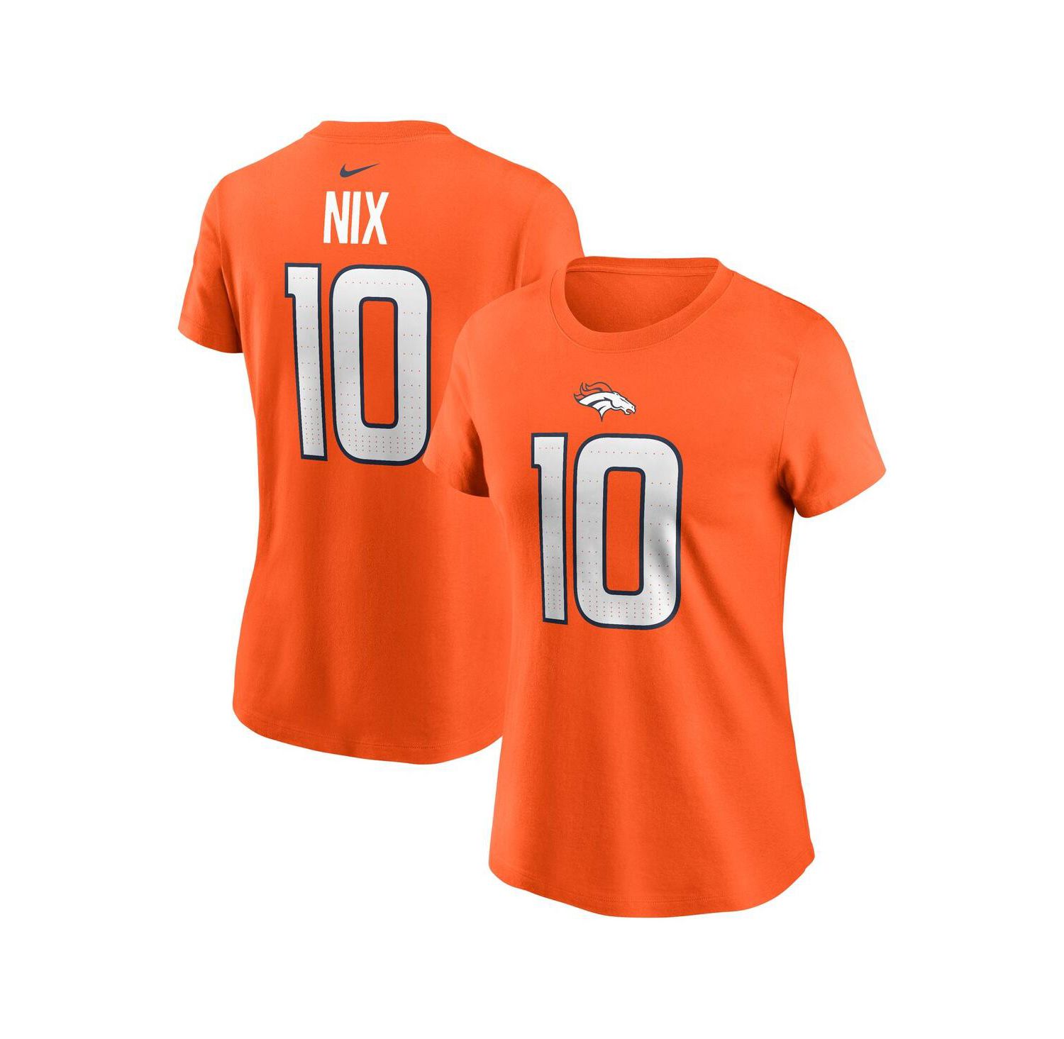 Women's Bo Nix Orange Denver Broncos 2024 NFL Draft First Round Pick Name & Number T-Shirt