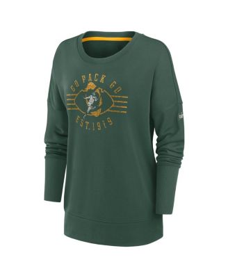 Women's Green Green Bay Packers Rewind Playback Icon Performance Pullover Sweatshirt