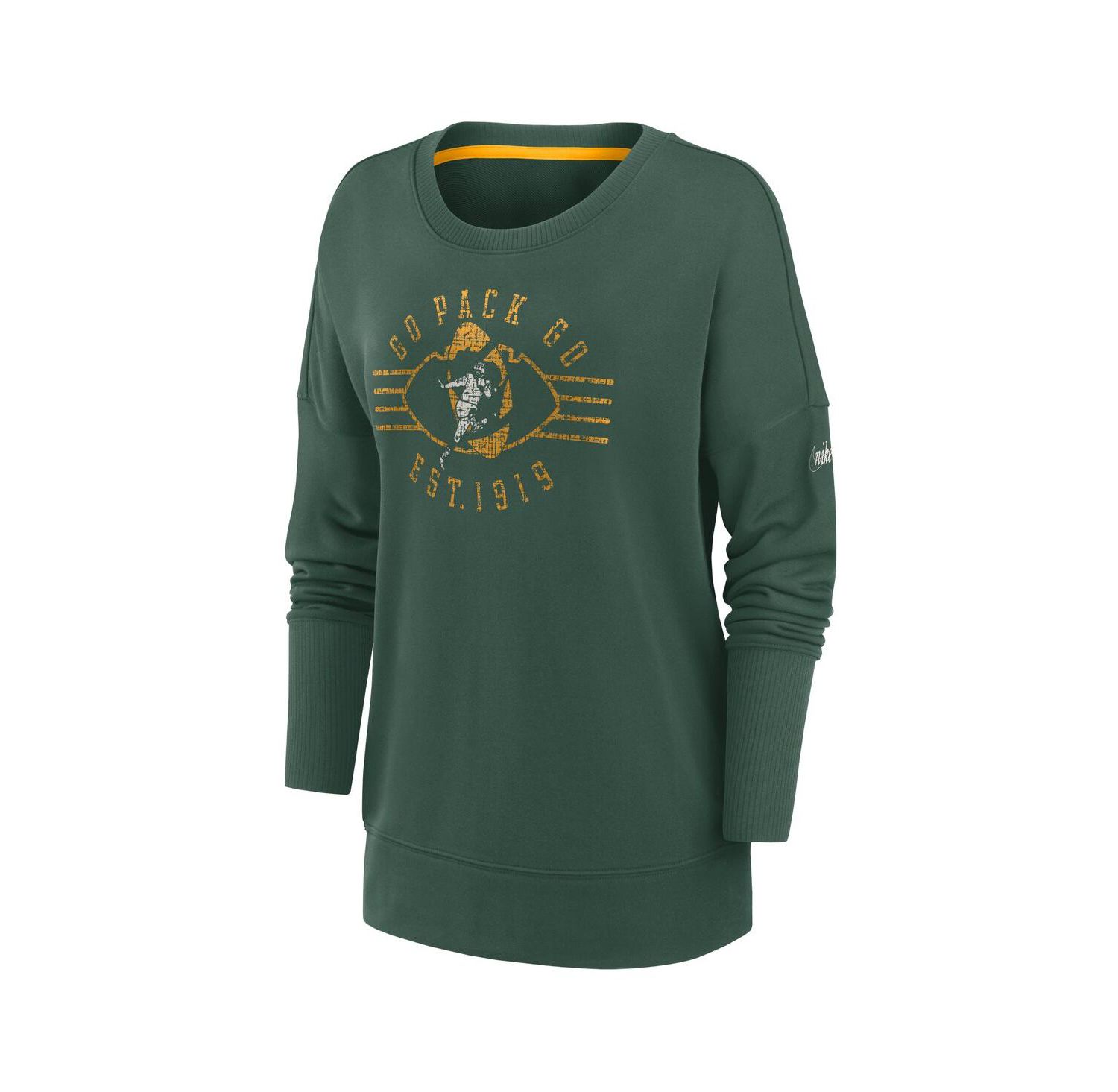 Women's Green Green Bay Packers Rewind Playback Icon Performance Pullover Sweatshirt