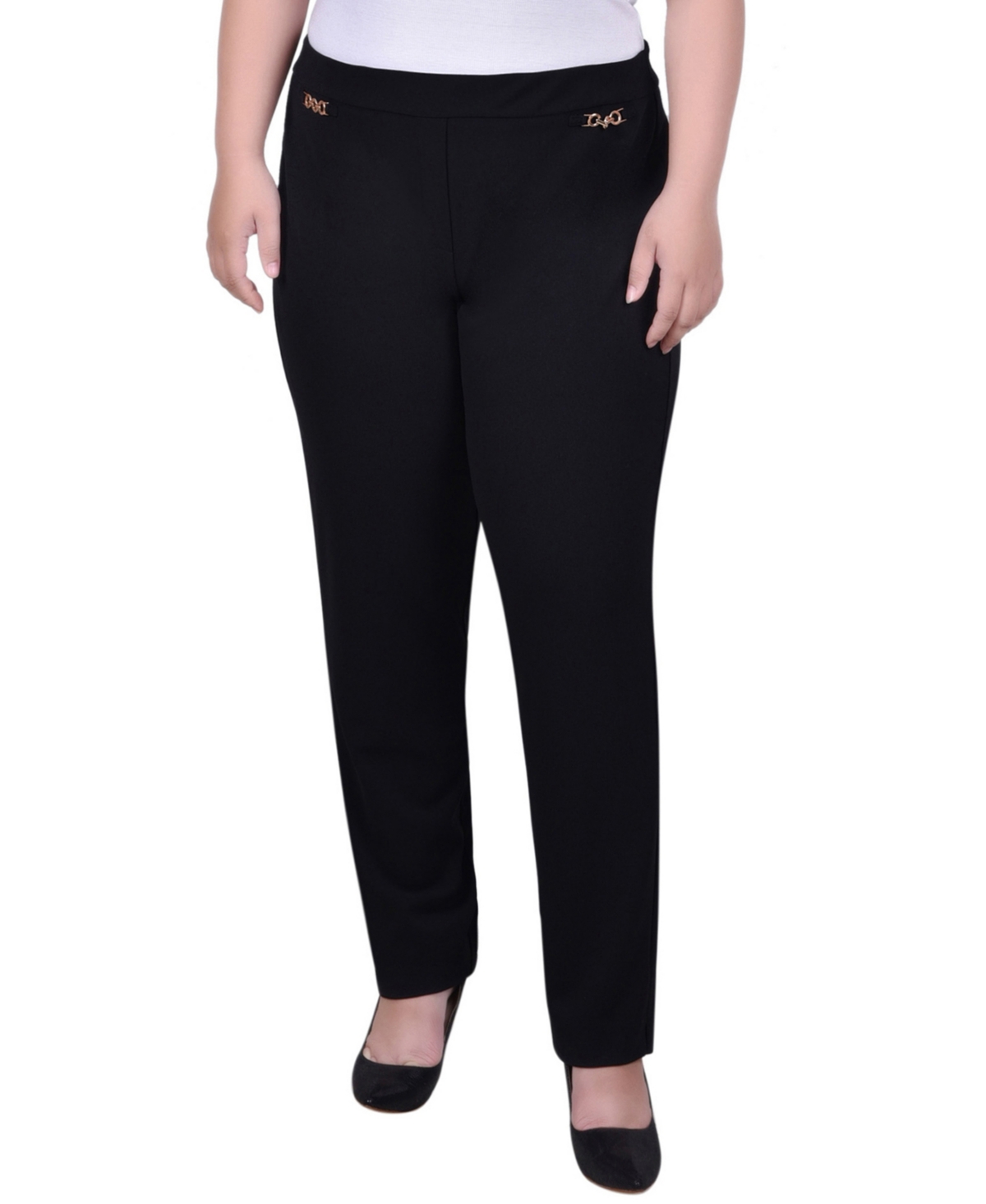 NY COLLECTION PLUS SIZE SCUBA CREPE ANKLE PANT 