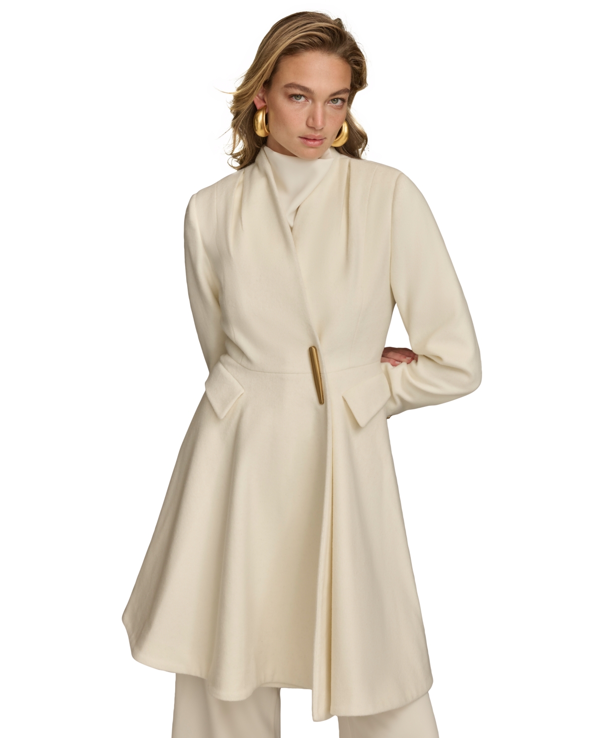 Donna Karan New York Women's Pleated Single-Breasted Coat