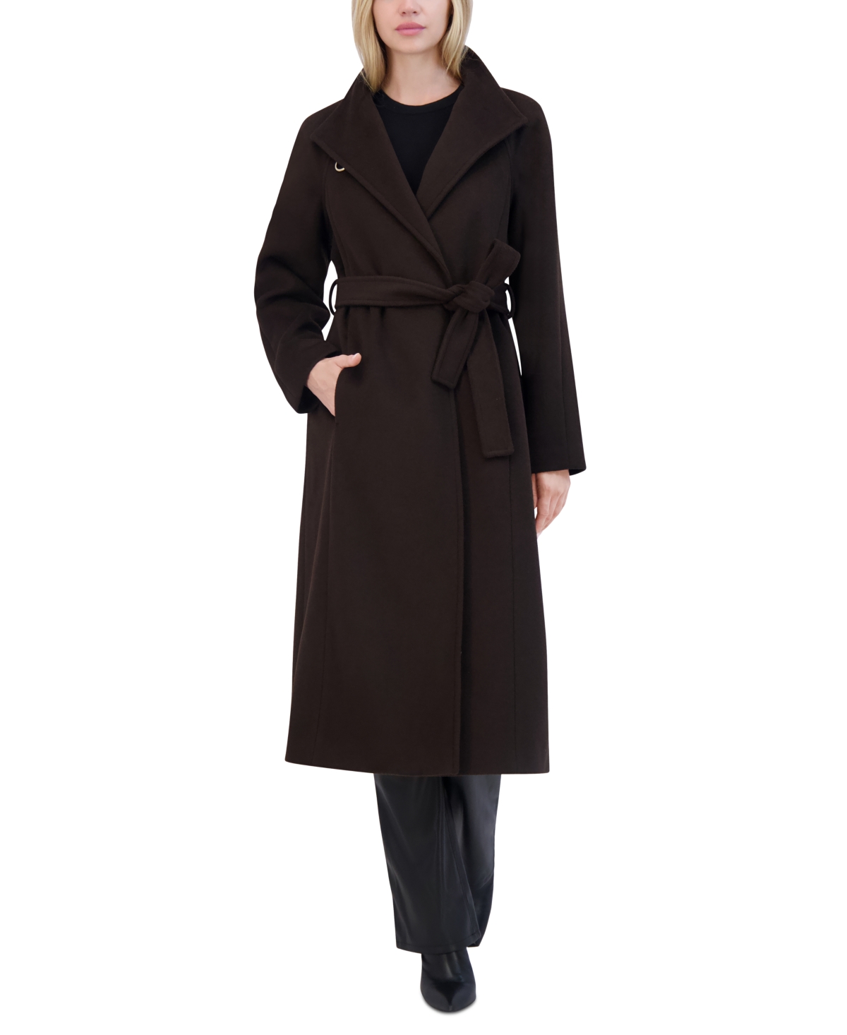 Tahari Women's Wing-Collar Embellished Toggle Coat