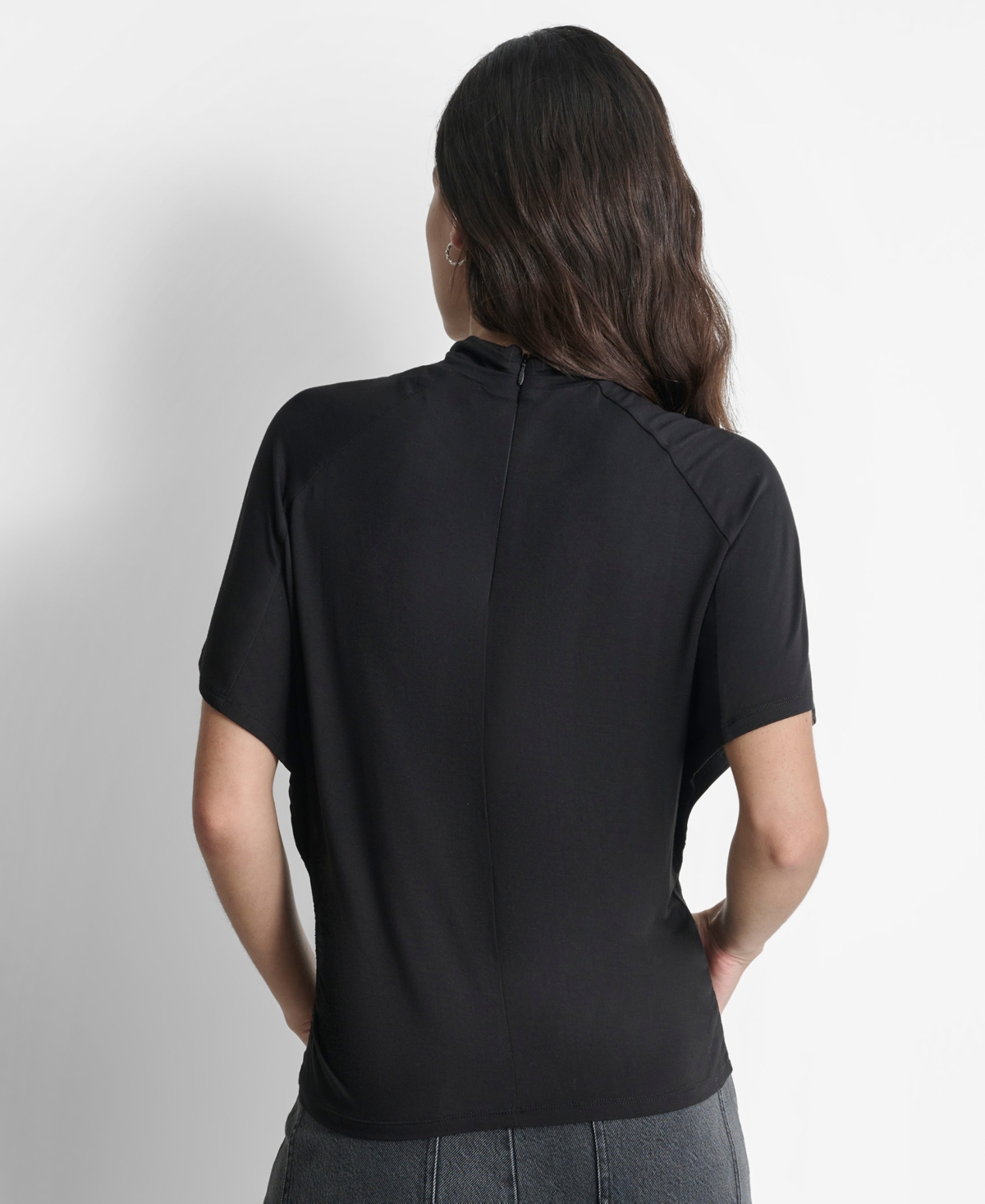 Dkny Women's Short-Sleeve Mock Neck Top