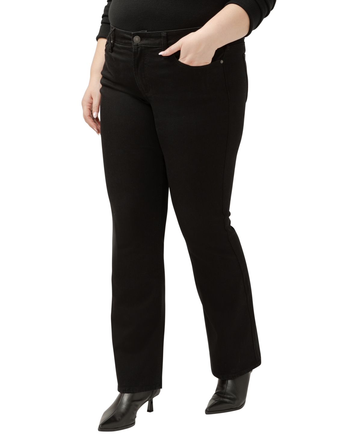Shop Silver Jeans Co. Plus Size Suki Mid Rise Curvy Fit Bootcut Jeans In Black